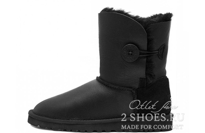 Ugg Australia Bailey Button Short Metallic Black  черные, кожаные